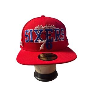 Philadelphia 76ers Sixers Hardwood Classics Snapback Hat Red & Blue, Size 7 5/8